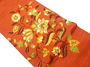 リサイクル　手織り紬花唐草模様織出し名古屋帯